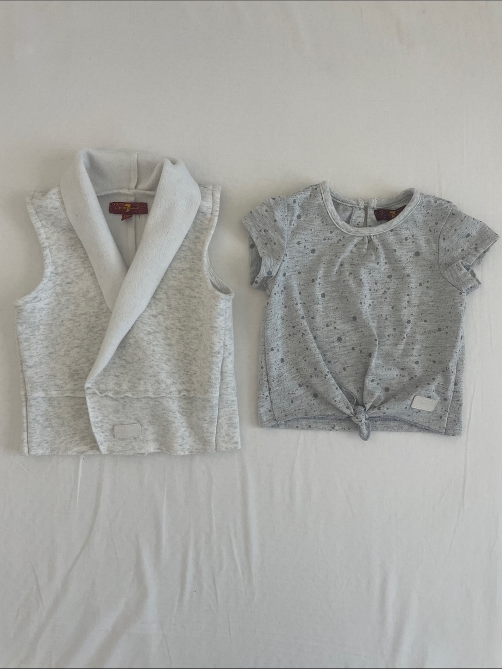 7 For All Mankind Light Gray & White Kids Layered Vest Top 12 M Lot (EUC)